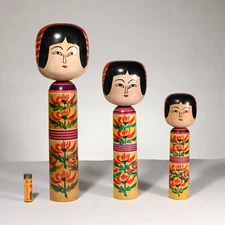 Master JUNOSUKE SATO Kokeshi, Signed, Hijiori School, Japan - 7"-12" - SUPERB!