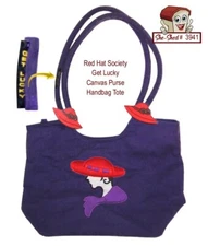 Red Hat Society Get Lucky Canvas Purse Handbag Tote Bag - previously owned