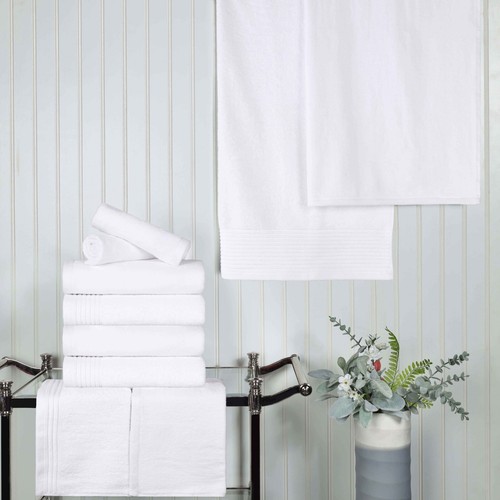 Juego de toallas de baño modernas de secado rápido de algodón efecto mármol macizo de 10 piezas - Imagen 33 de 34