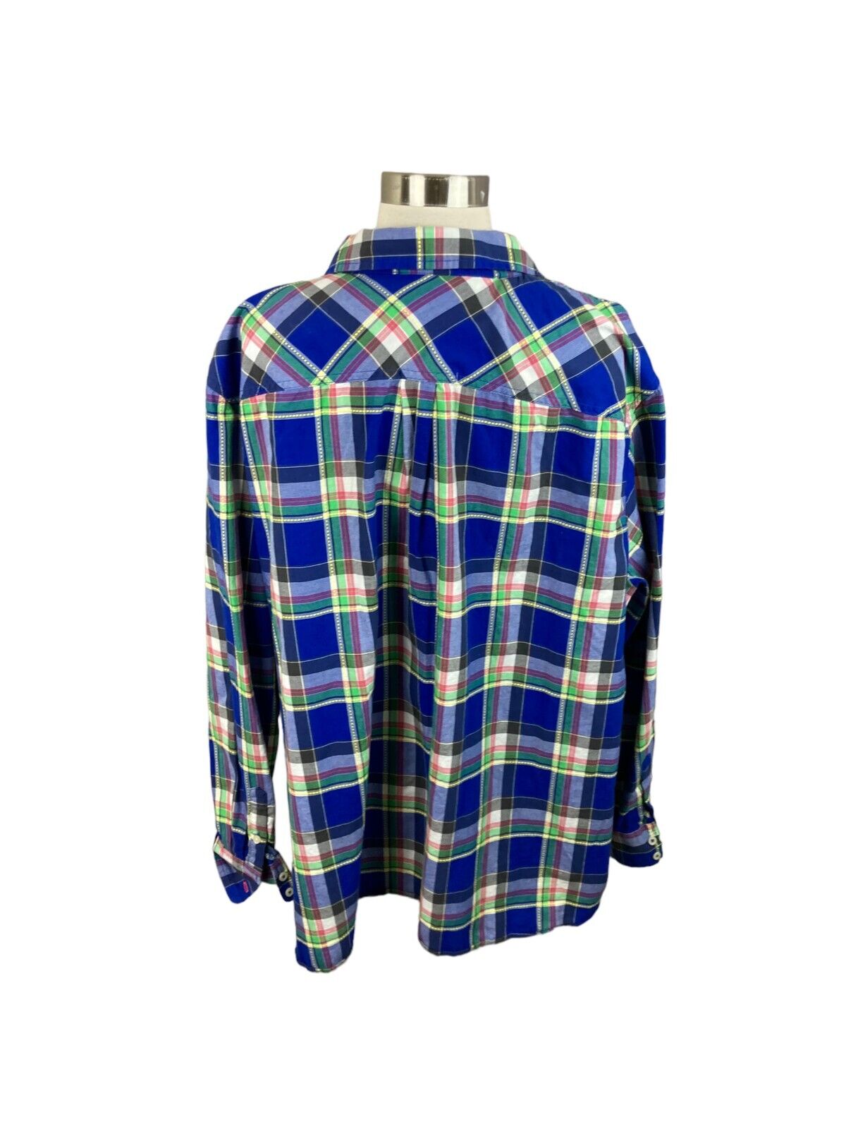Talbots Blue Green Plaid Button Front Shirt Size … - image 3