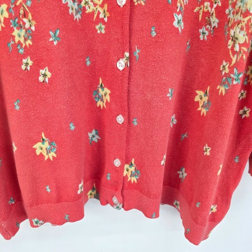 Roz & Ali Cardigan Women's 2X Button Up Multicolor Floral Sweater 3/4 Sleeve - Picture 6 of 14