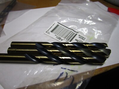 31/64'' HSS 135° Split Point Black and Gold Finish FMT  Jobber Drill Bit QTY 3