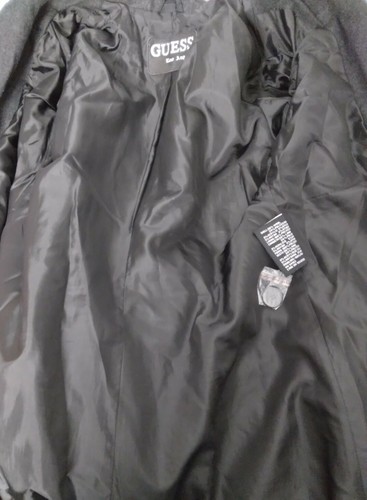 Guess Los Angeles Wool Blend Double Breasted Pea Coat Charcoal Gray Size Large - Picture 8 of 9