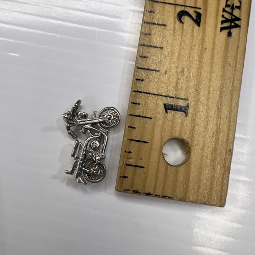 WELLS 925 Sterling Silver Retro Charm Pendant Hog Motorcycle Cycle Moving Wheels - Bild 4 von 9