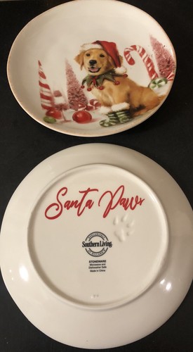 Southern Living Christmas Puppies Golden Retriever Accent Plates, Set of 2 New. - Picture 7 of 14