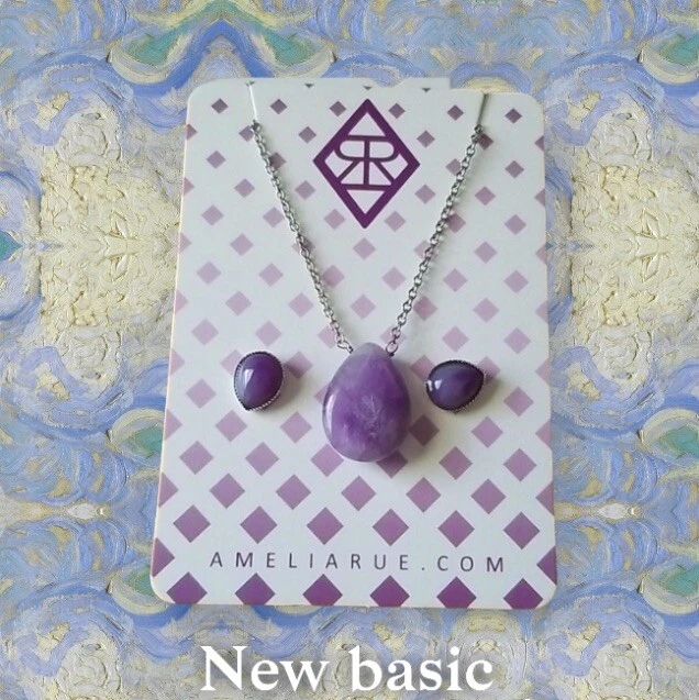 Amelia Rue Pear Shaped Natural Amethyst Necklace and Earrings eBay