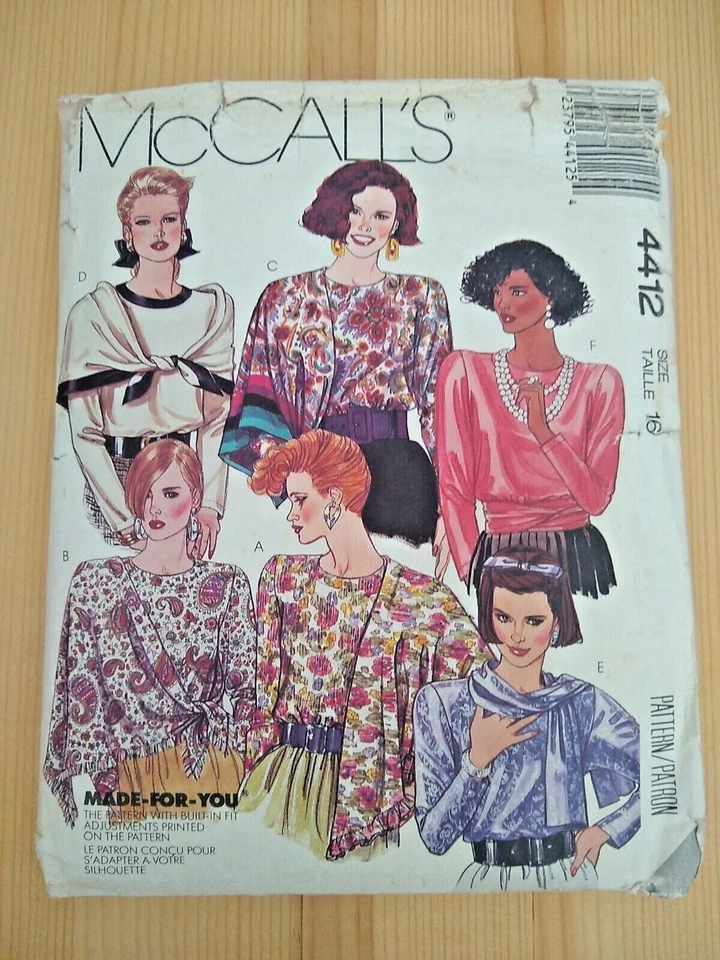 Vintage 1980s McCall's Blouse Scarves Sewing Pattern 4412 Bust 38"/97cm - Image 2 of 3