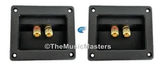 (2) Square Gold Banana Screw Terminal Cup for Car Home Audio Speaker Box Cabinet