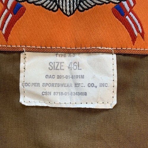 Vintage Cooper Jacke Herren 46 L Braun Typ A2 Flieger Bomber Ziegenleder Militär Mantel - Bild 15 von 18