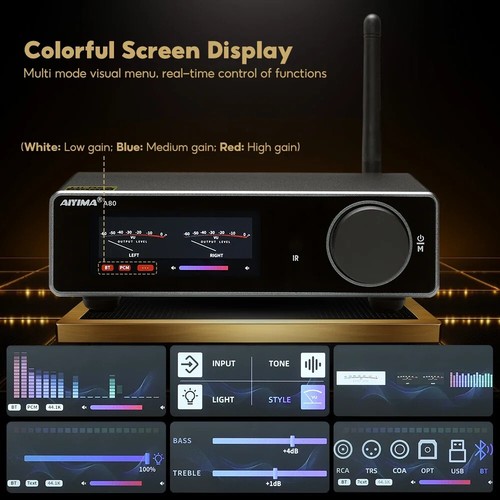 Heimverstärker Bluetooth Stereo Power 300Wx2 Hifi Electronic UV Digital Amp - Bild 4 von 30