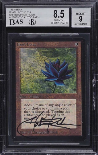 Magic the Gathering BETA BGS 8.5 Q++ NM/M Black Lotus w/ Christopher Rush Sig
