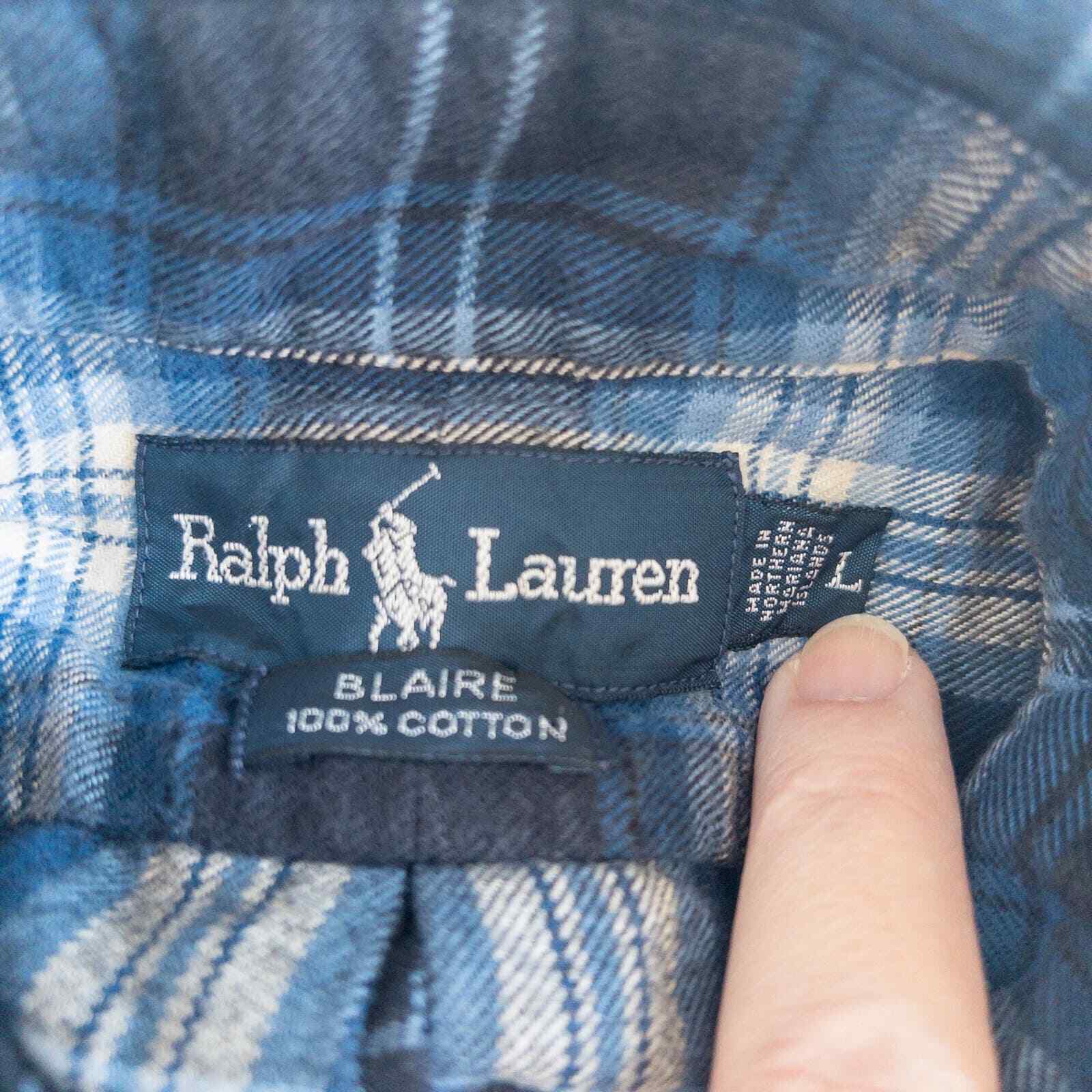 Ralph Lauren Men’s Large Black Blue Flannel Blair… - image 4