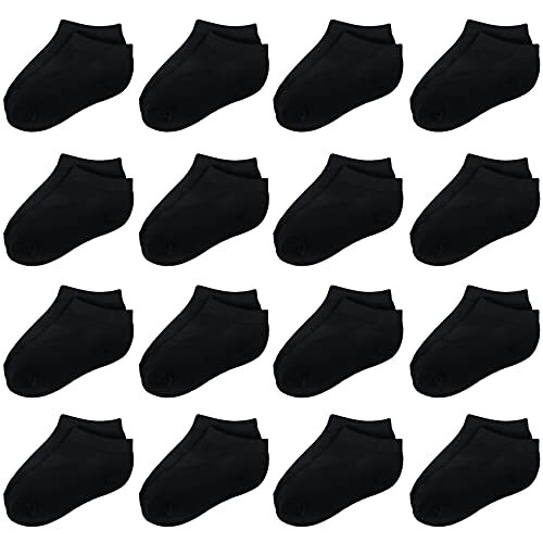 Toddler Socks - 16 Pack Kids Low Cut Athletic Ankle Socks Baby Boys 2-4T Black - Picture 1 of 6