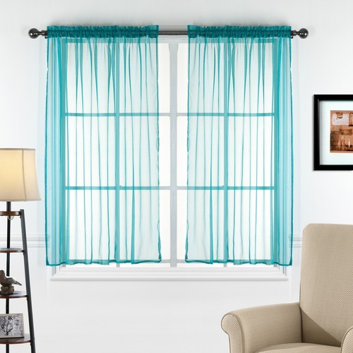 2 Stück Transparent Voile Transparent Stange Tasche Fenster Vorhang Flächenvorhang Stufen Set - Bild 24 von 27