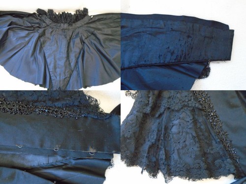 Original c 1870/1890 Victorian Silk Satin Cape Jet Beaded Ribbon/Lace Ruffles - Picture 8 of 9