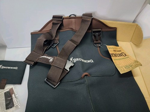 NEW Vtg Rare Browning Chest Wader Neoprene Soft Foot Fishing Mens Medium NEW - Picture 3 of 12