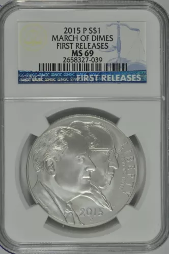 2015 P March of Dimes Uncirculated Silver Dollar NGC MS69 First Releases