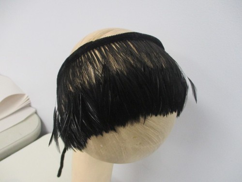 ANTIQUE FLAPPER BLACK VELVET & FEATHERS HEADBAND & MORE - Picture 3 of 8