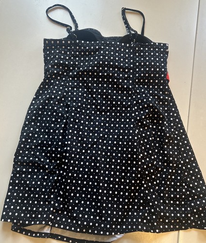 A Shore Fit One Piece Swimsuit Swim Dress 10 Black & White Polka Dot - Picture 2 of 12