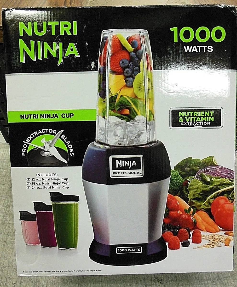 NINJA Pro Blender BL455 1000 WATT Nutri Blade 3-Cups DAMAGED CARDBOARD BOX  7432107031015