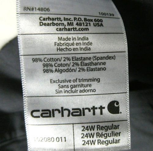 Carhartt Womens Pants Gray 24W Crawford Rugged Flex Orig Fit 48x31 Plus Size NWT - Picture 16 of 17