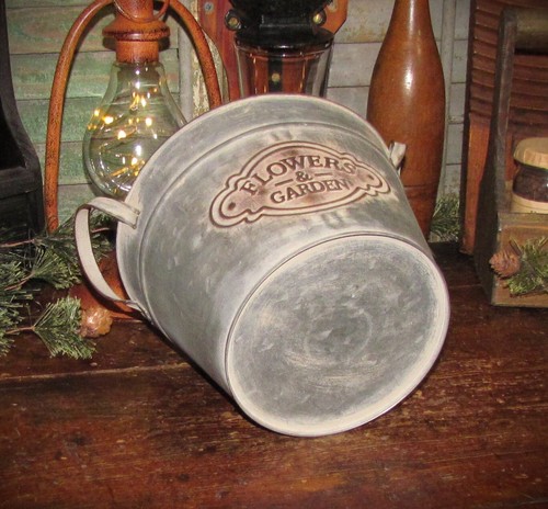Primitive Vtg Style Verdigris Rustic Metal Country Flower Garden Wash Tub Tin - Picture 7 of 8