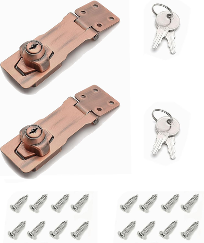Keyed Hasp Locks, 4 Inch, Twist Knob Keyed Locking Hasp, Cabinet Locks, Cabinet