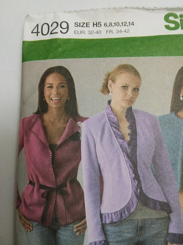 Jacket Wrap Tie Cropped 6 8 10 12 14 Simplicity 4029 Sewing Pattern Denim Fleece - Picture 2 of 8