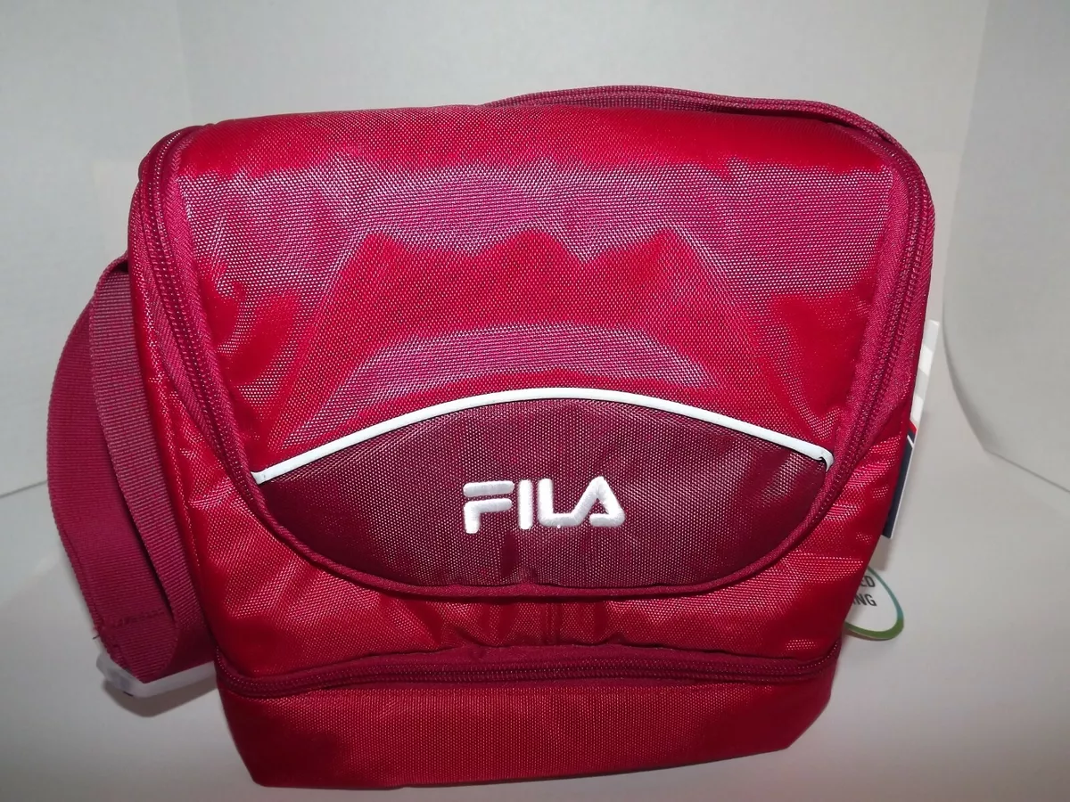 Fila Refuel Red Lunch Bag 3 Pockets Wide Adjustable Strap Insulated Lining