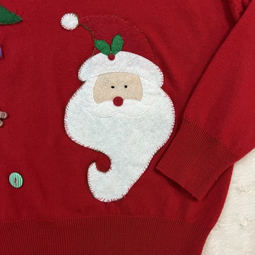 Vtg Christmas Sweater Lambs Wool Blend Women’s Sz S Red Santa Christmas Tree - Picture 3 of 12