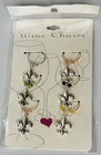 Set Of 6 Silver Tone Fleur De Lis Wine Glass Charms