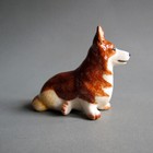 Miniature Ceramic Animal Figurine Statue Welsh Corgi Dog Standing Puppy Brown