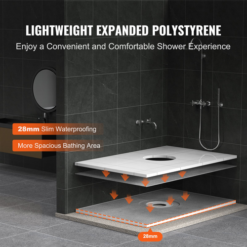 Shower Pan Kit 60x38" Tile Ready Base Pre-Sloped Waterproof Center Drain for DIY - Picture 3 of 12