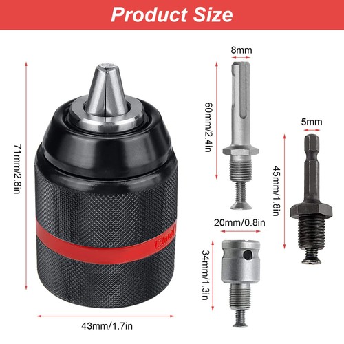 Metal Schnellspann Bohrfutter Profi SDS Plus Adapter für Bohrmaschine Ø1.5-13mm - Bild 11 von 13