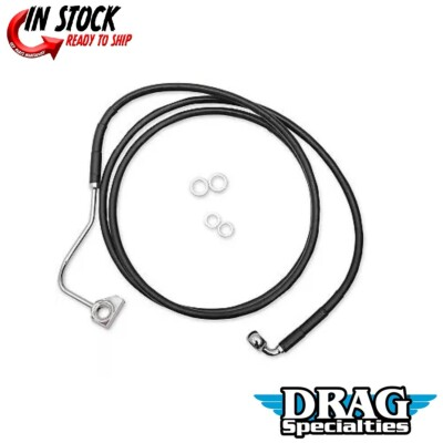 #ad Drag Specialties 1741 4508 Extended Length Black Vinyl Brake Line Kit 8quot; $87.67