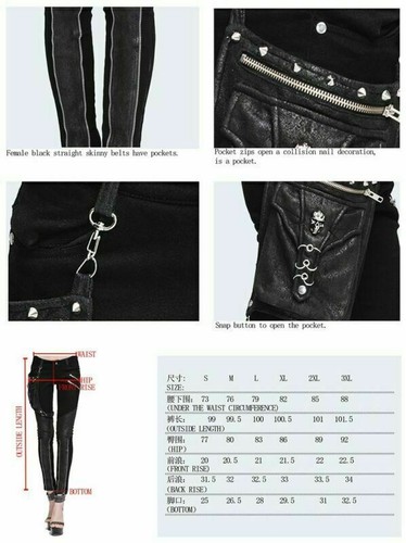 Pantalones Empalmados Devil Fashion Steampunk Vintage Mujeres Punk Rock Negros Pantalones - Imagen 5 de 27