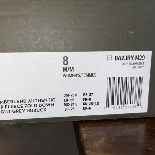 Timberland Authentic WP Fleece Fold Down Light Grey Nubuck Women's Size 8 NEW - Picture 7 of 7