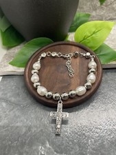 Handmade Beaded Rhinestone Stackable 7-9 Cross Bracelet New Free Ship A2814