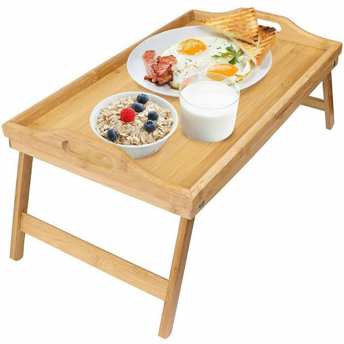 Natural Bamboo Folding Lap Tray Table Desk Bed Tea Food Breakfast Dinner Picnic - Picture 16 of 21