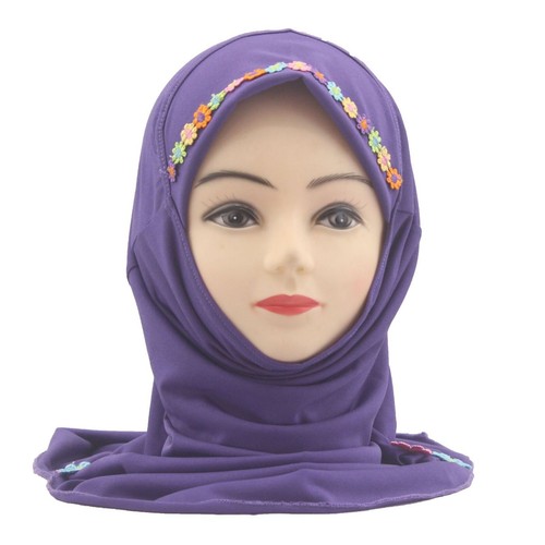 Muslim Kids Girls Hijab One Piece Amira Turban Scarf Shawl Wrap Headscarf 2-6Y - Picture 18 of 47