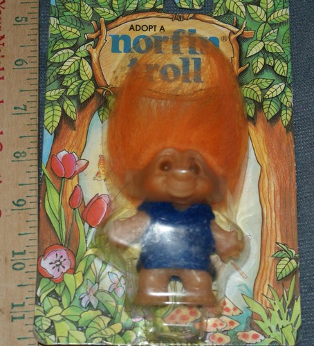 Norfin Troll Dam Doll Tiny Ones Orange Hair Blue Outfit 3" NEW Fast Shipping  - Picture 1 of 5