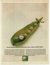 1963 MRS FILBERTS Corn Oil Margarine large green pea pod Vintage Print Ad