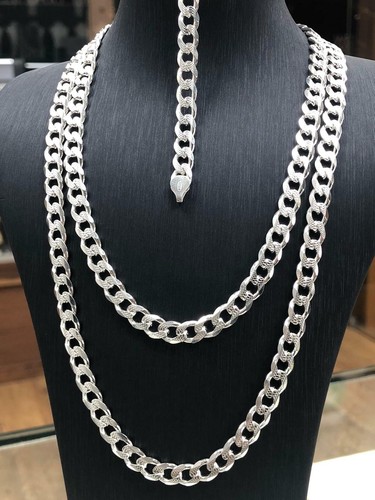925 Solid Sterling Silver 6mm Men's Diamond Cut Curb Chain Necklace 20" 22" 24" - Picture 3 of 7