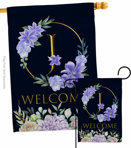 Welcome J Initial Garden Flag Floral Spring Decorative Gift Yard House Banner - Picture 4 of 17