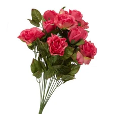 Factory Direct Craft Fuchsia Artificial Rose Bush