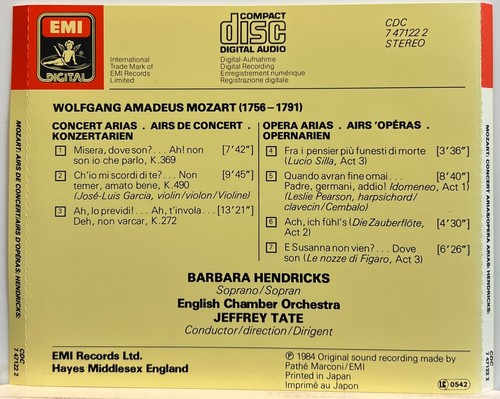 Barbara Hendricks : Airs De Concert Et D'Operas (Concert & Opera Arias) CD *VG* - Picture 2 of 2