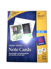 AVERY 3268  Ink Jet Matte White Heavyweight Note Cards 4.25 x 5.5 Inches 30 Sets