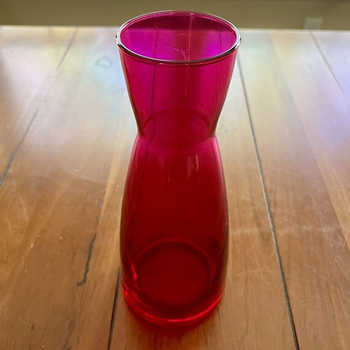 Bormioli Rocco Ypsilon Fuchsia Pink Glass Jug Carafe or Vase 18.5 Oz 8" Tall - Picture 5 of 10