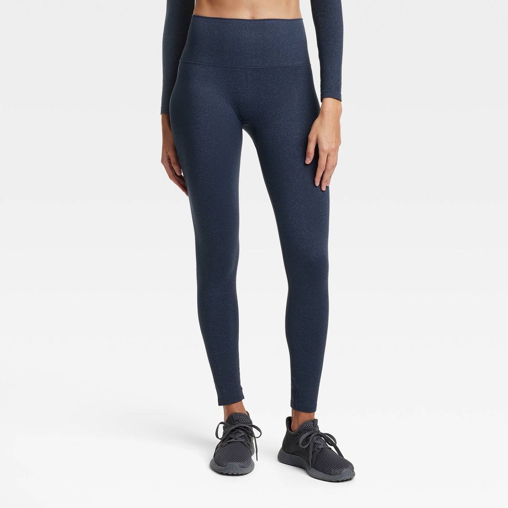 Womens Lurex Seamless High-Rise Leggings - All In Motion Blue L