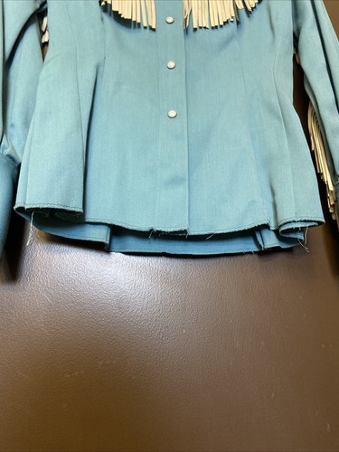 Camicia western vintage Ranch-Maid Western Wear Denver - blu con frange - Foto 12 di 14